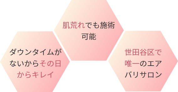 ダウンタイムがないからその日からキレイ 肌荒れでも施術可能 世田谷区で唯一のエアバリサロン